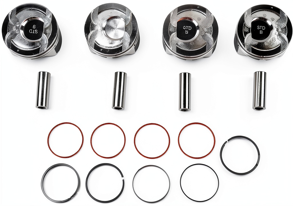 Installing GELUOXI engine piston rings replacement for Hyundai Accent on a wooden workbench