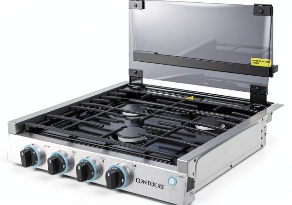 CONTOURE 3-Burner Gas Cooktop Black with LED Knobs 6500/8000 BTU-4
