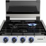 CONTOURE 3-Burner Gas Cooktop Black with LED Knobs 6500/8000 BTU-0