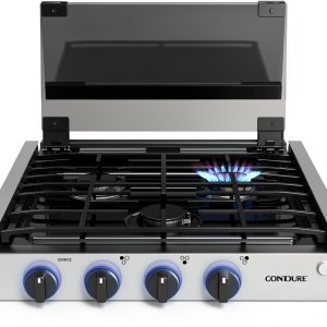 CONTOURE 3-Burner Gas Cooktop Black with LED Knobs 6500/8000 BTU-0