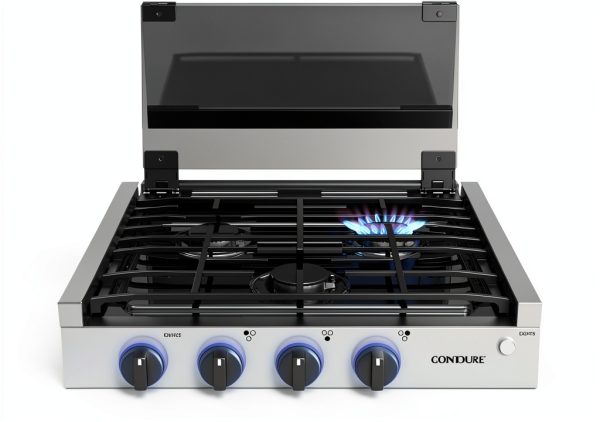 CONTOURE 3-Burner Gas Cooktop Black with LED Knobs 6500/8000 BTU-0