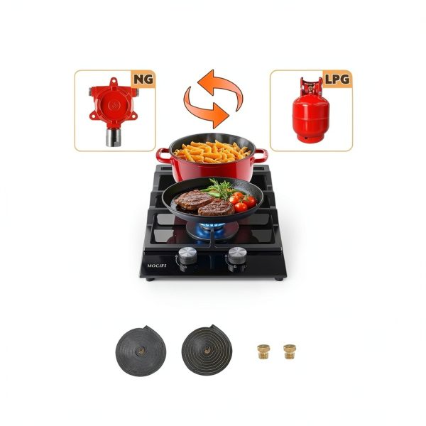 12 inch gas cooktop MOCIFI ZR122-25CM Black Dual Burner Drop‑In-4