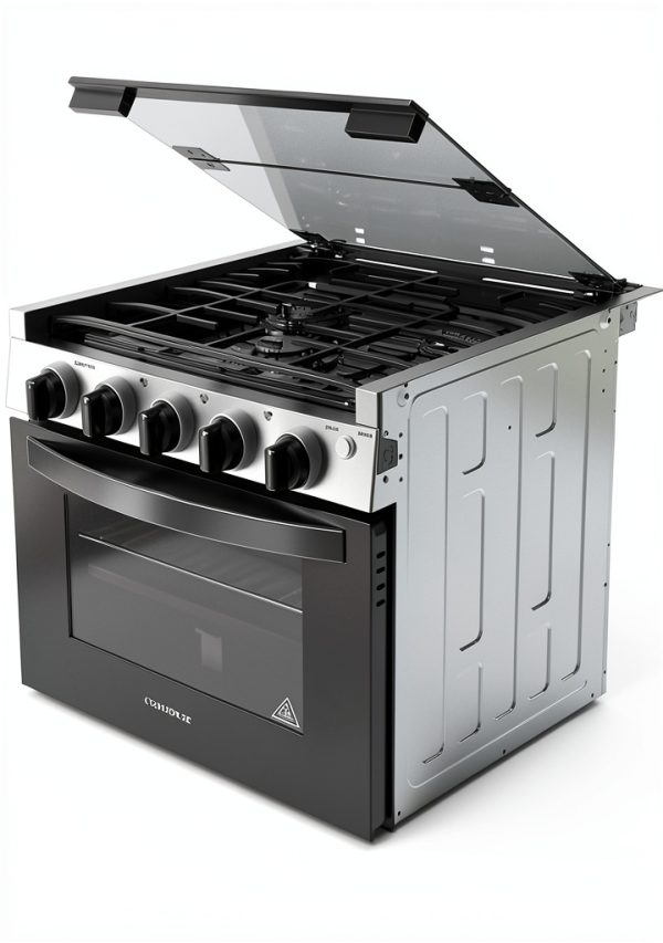 RV Cooktop CONTOURE GR-17BTC Black Drop-In Metal Range with 3 Burners-2