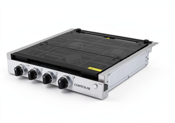 CONTOURE 3-Burner Gas Cooktop Black with LED Knobs 6500/8000 BTU-1