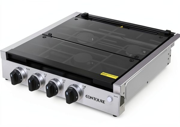 CONTOURE 3-Burner Gas Cooktop Black with LED Knobs 6500/8000 BTU-3