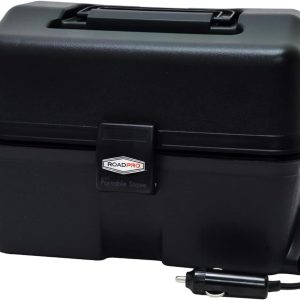 RoadPro 12V Portable Car Lunch Box Stove Oven RPSC-197 Black Aluminum-0