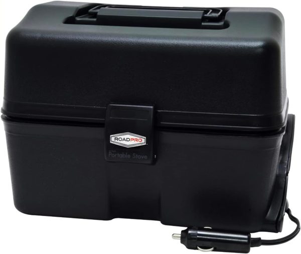 RoadPro 12V Portable Car Lunch Box Stove Oven RPSC-197 Black Aluminum-0