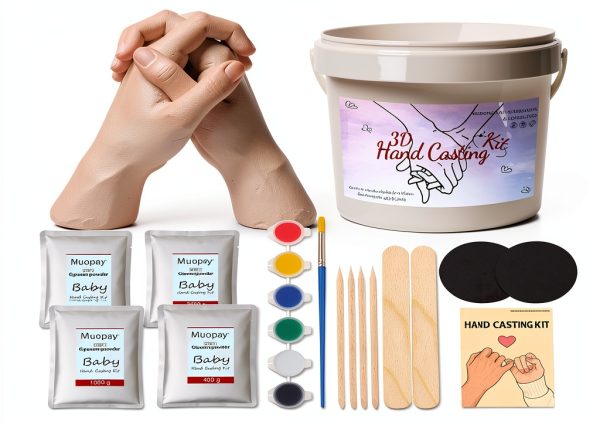 Hand Casting Kit Muopay Couples Non-Toxic Plaster Set with Base-0