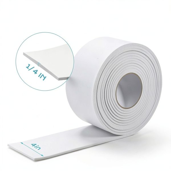 Buryeah 1/4" x 4" x 2.5 Yard Foam Adhesive Cast Padding Medical Foam with Adhesive Back for Sports Injured Areas, Ball of Foot Cushion, Blister Pads, Foot Pain, Splints and Pad (White)-1