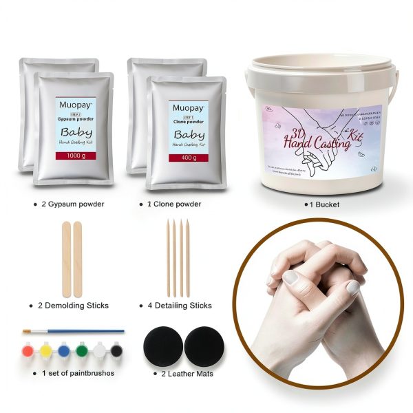 Hand Casting Kit Muopay Couples Non-Toxic Plaster Set with Base-1