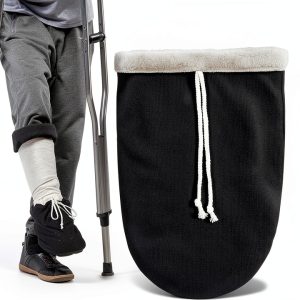 Washable Cast Sock Cover for Foot, Black Foot Cast Cover with Adjustable Drawstring, Warm Foot Cast Sleeve Plaster Stocking for Men Women Feet Leg Ankle-0
