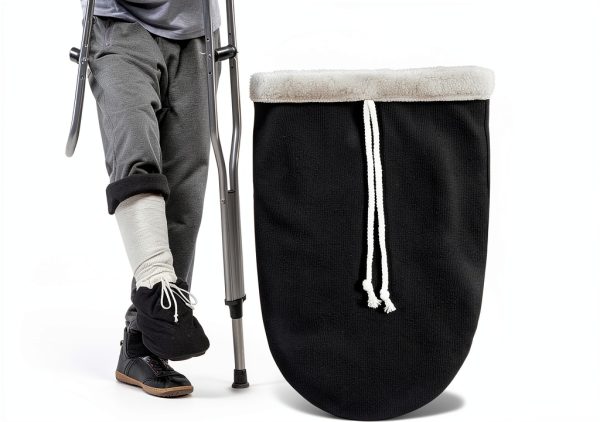 Washable Cast Sock Cover for Foot, Black Foot Cast Cover with Adjustable Drawstring, Warm Foot Cast Sleeve Plaster Stocking for Men Women Feet Leg Ankle-0